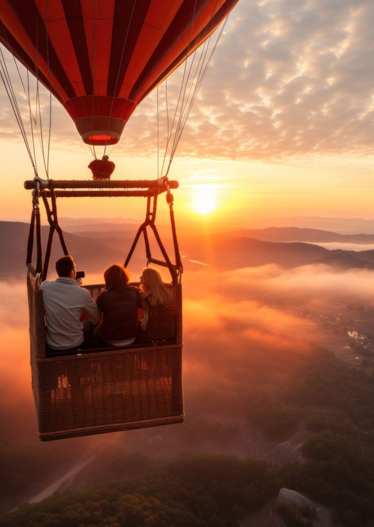 Hot air balloon ride. adventurous, dreamy, breathtaking, romantic, unique.